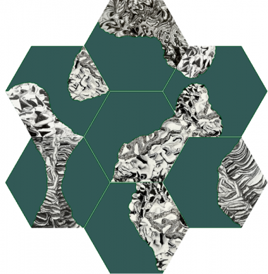 Шестиугольная (шестигранная) цементная плитка Luxemix ручной работы. Коллекция New Horizons. Зеленый цвет.