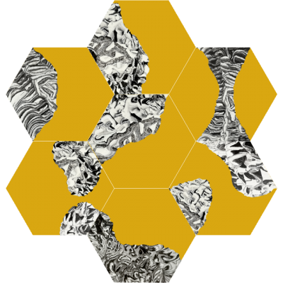 Шестиугольная (шестигранная) цементная плитка Luxemix ручной работы. Коллекция New Horizons. Желтый цвет.